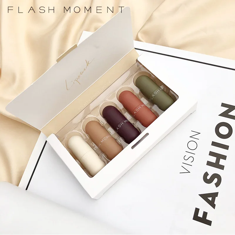 5 шт./компл. матовая бархатная губная помада Водонепроницаемый Протяжного и