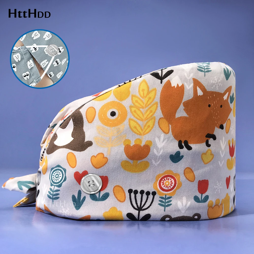 

Модная хлопковая шапочка-скраб с индивидуальным принтом для лечения и работы, Шапочка-скраб унисекс для врачей и домашних животных, аксессу...