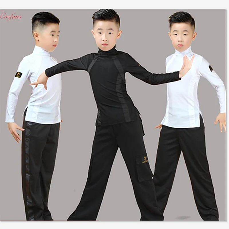 Топ для латинских танцев с длинными рукавами мальчиков рубашки одежда