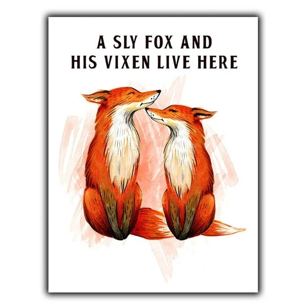 

A Sly Fox & His Vixen Tin Sign art wall decoration,vintage aluminum retro metal sign,iron painting vintage decoration sign