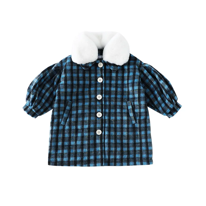 

Parent-child fur collar plaid jacket 2020 winter new mother women's woolen coat girls Korean and style quilted windbreaker