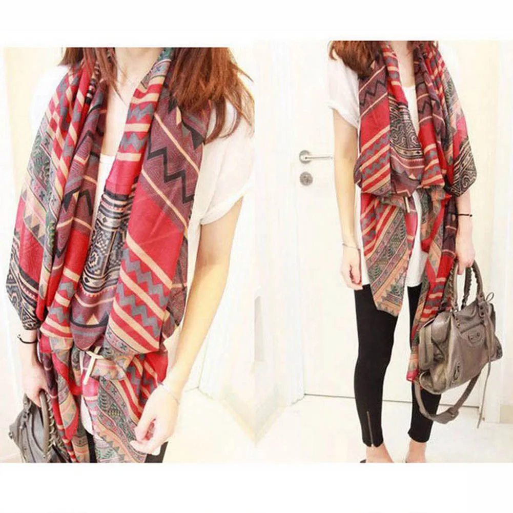 Женский модный шарф с геометрическим узором 2019 новый осенний богемный шелковый