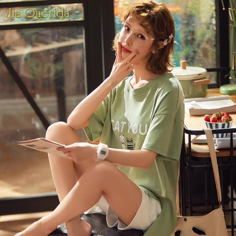 Новинка домашняя одежда пижама с принтом короткий рукав короткие штаны принт