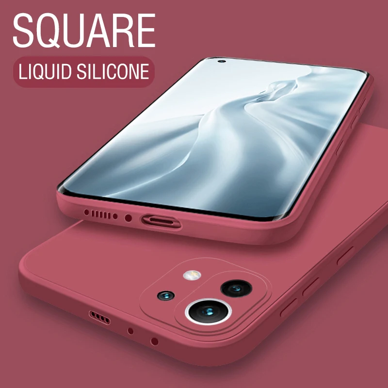 

2 Styles Case mi 11 lite 5g NE mi 11 pro ultra Square Round Liquid Silicone Soft Cover For Xiaomi mi 11 lite 5g mi 10t lite pro
