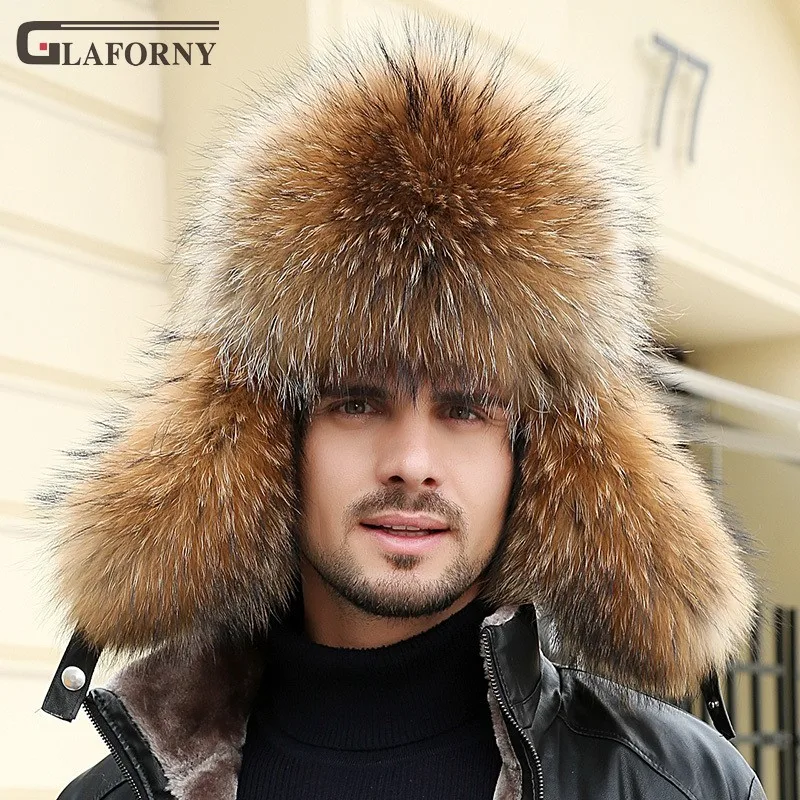 2019 Glaforny солидная купольная шляпа Leifeng мужская шапка из енота Лисы Зимняя теплая