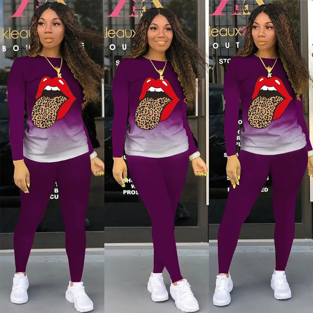 

2020 Two Piece Outfit for Women Set Casual Patchwork Sweatshirt Sweatpant Joggers Tracksuit Winter Clothes Wholesale Dropshpping