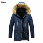 Мужская хлопковая куртка средней длины, зимняя теплая парка, пальто с капюшоном, Мужская теплая ветровка с меховым воротником, размеры 6XL, 8XL