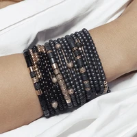 new fashion women lady bracelet 4mm natural stone cubic zirconia ball four layer bracelet jewelry gift