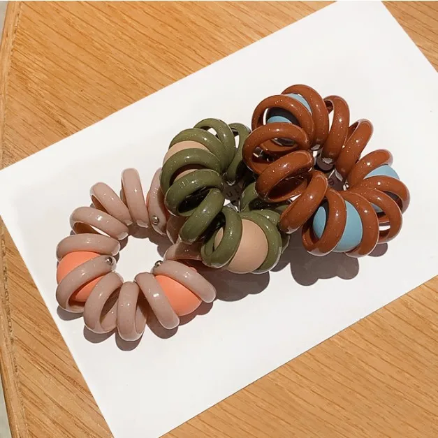 Разноцветные эластичные резинки для волос спиральные хвоста резинка с