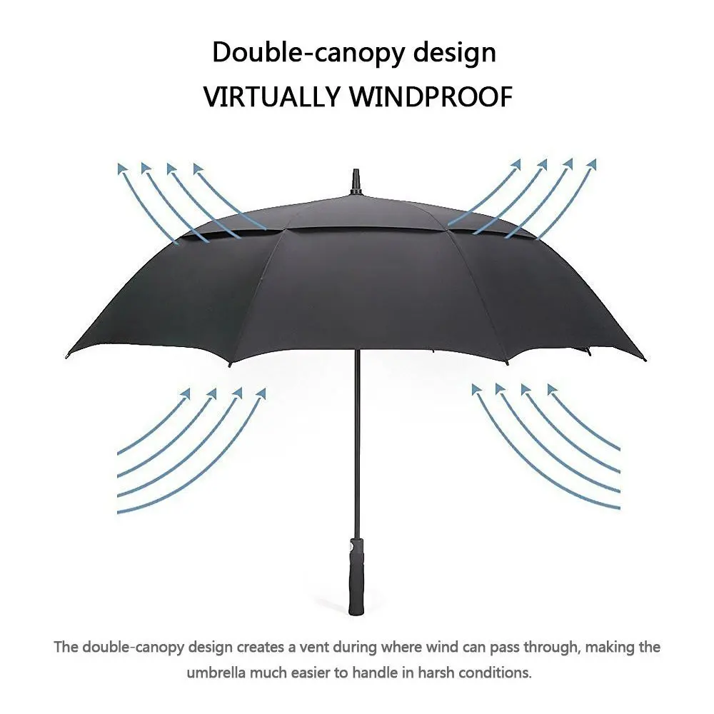 Oversize Automatic Umbrella Large Golf Strong Windproof Semi Auto Long Double Layer Outdoor Man Women Business | Дом и сад