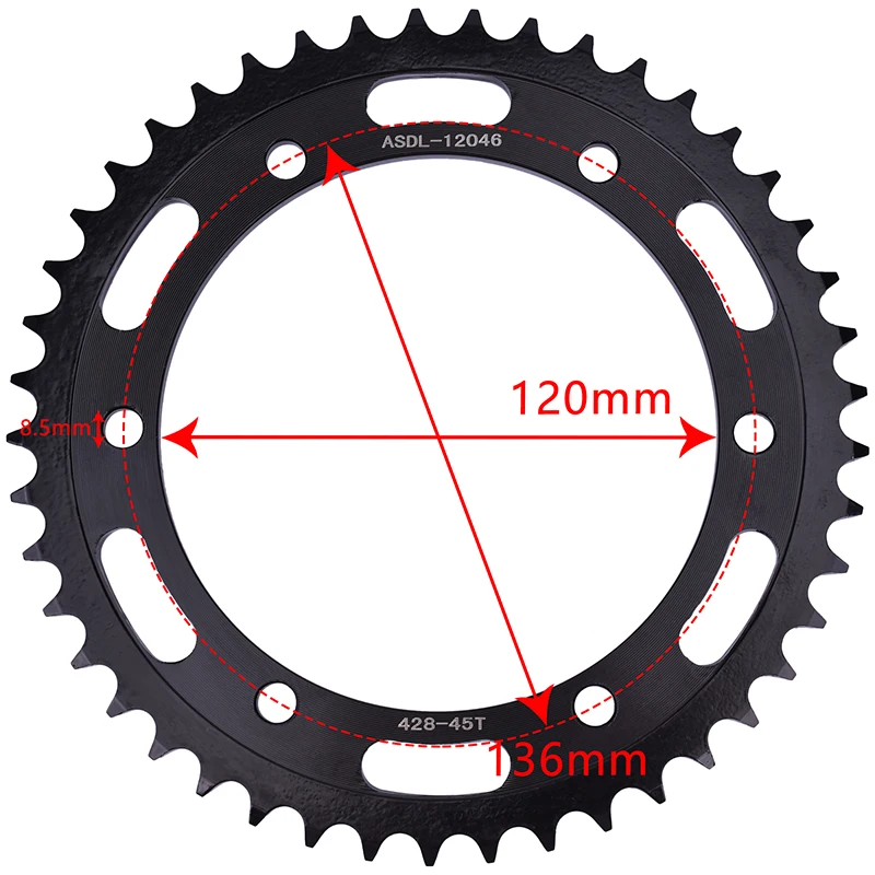 

428 45T 45 Tooth Motor Rear Sprocket For Yamaha FZR250 EXUP 3LN Fazer 1HX 1KG XT250 XT250X Serrow 3C5 FZR XT 250 SRX400 SRX 400