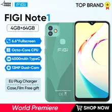 unlock phone FIGI Note 1 Smartphone 6.6inch Display 4000mAh Battery MTK Helio P25 Octa Core 4GB 64GB Mobile phone 13MP Dual Cam