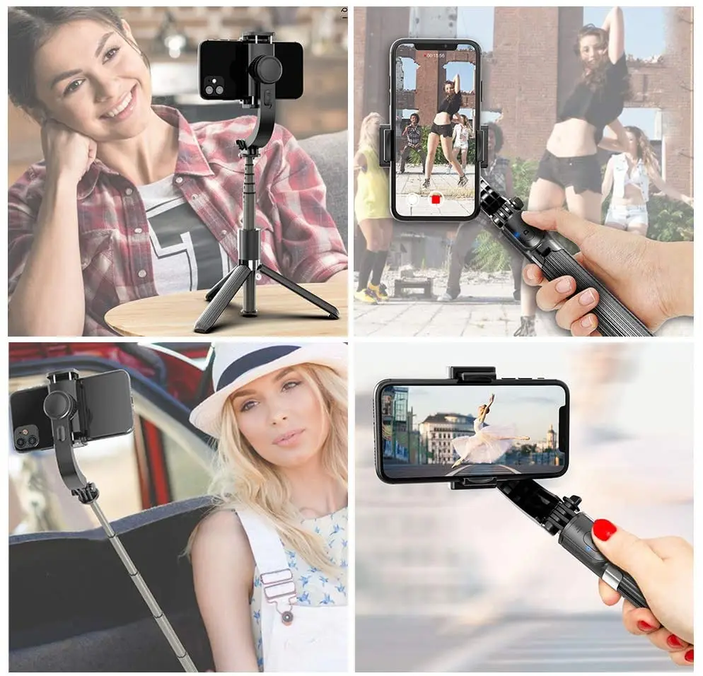 

Gimbal Stabilizer, Rotation Selfie Stick Tripod with Bluetooth Wireless Remote, Portable Phone Holder, Auto Balance
