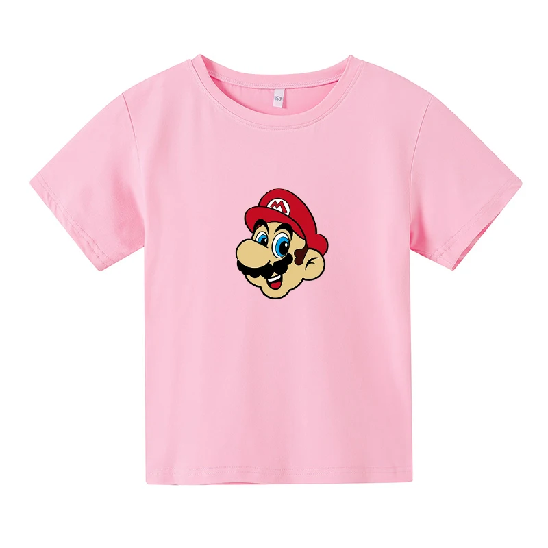 

2021 cute Cartoon super mario kids t-shirt kids anime summer tee boy girl topsclothe t-shirt
