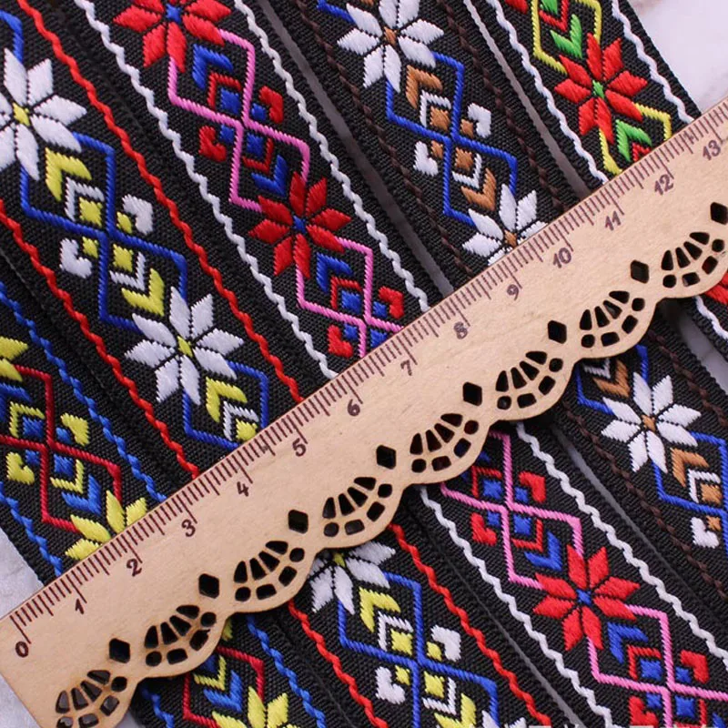 Этнические вышитые ленты джаккарда для декора ручной работы, одежды, головных уборов, шитья, 25 мм, 1 ярд/лот.