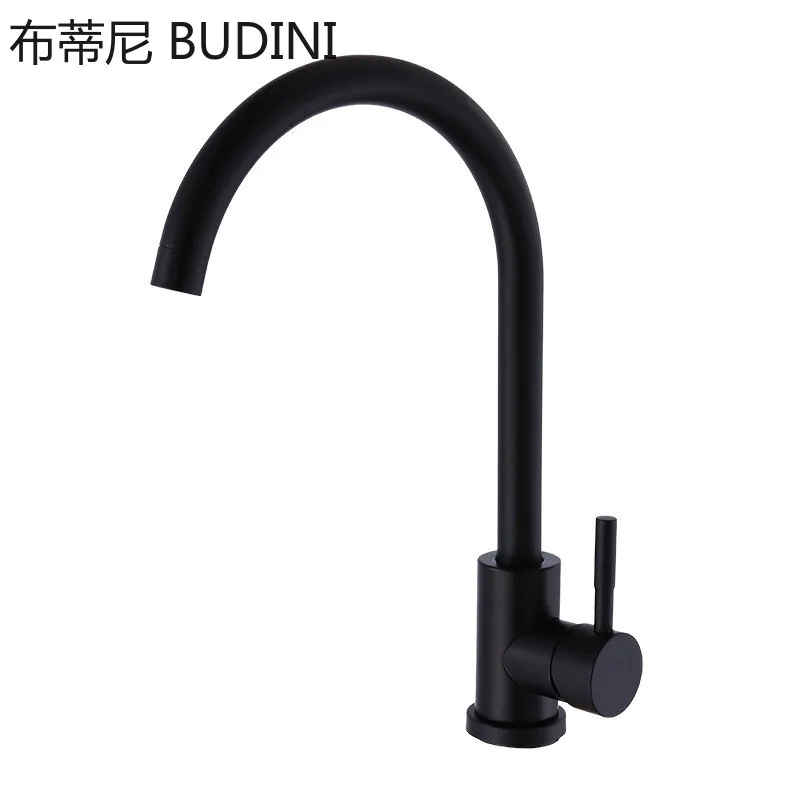 

Stainless Steel Kitchen Faucet Black Process Swivel Basin Faucet 360 Degree Rotation Hot & Cold Water Mixers Tap