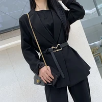 womens new fine gold buckle pu leather belt fashion black fine dress overcoat formal accessories waistband 2021
