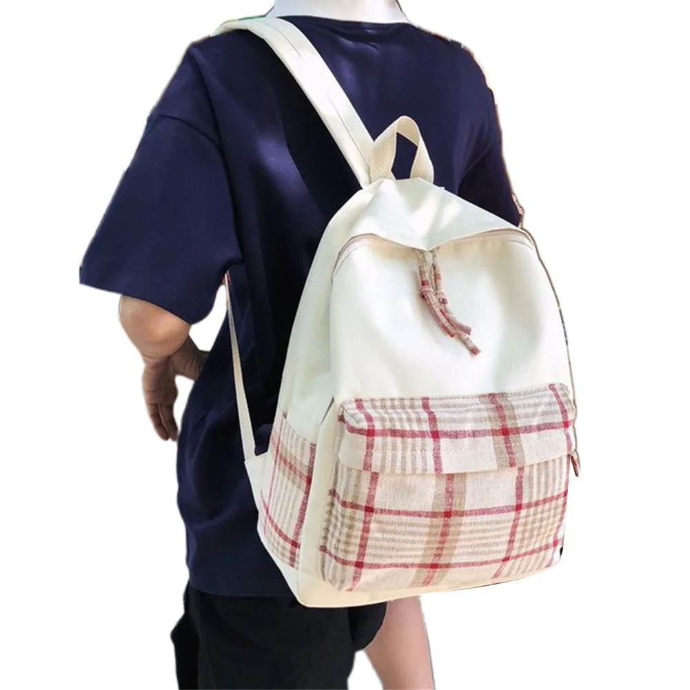 

girl school bag Harajuku fashion check school bag trendy wild simple campus large capacity backpack