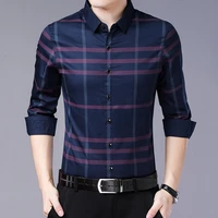 mens shirt new business casual mens long sleeve shirt plaid shirt ironing mens clothing shirt