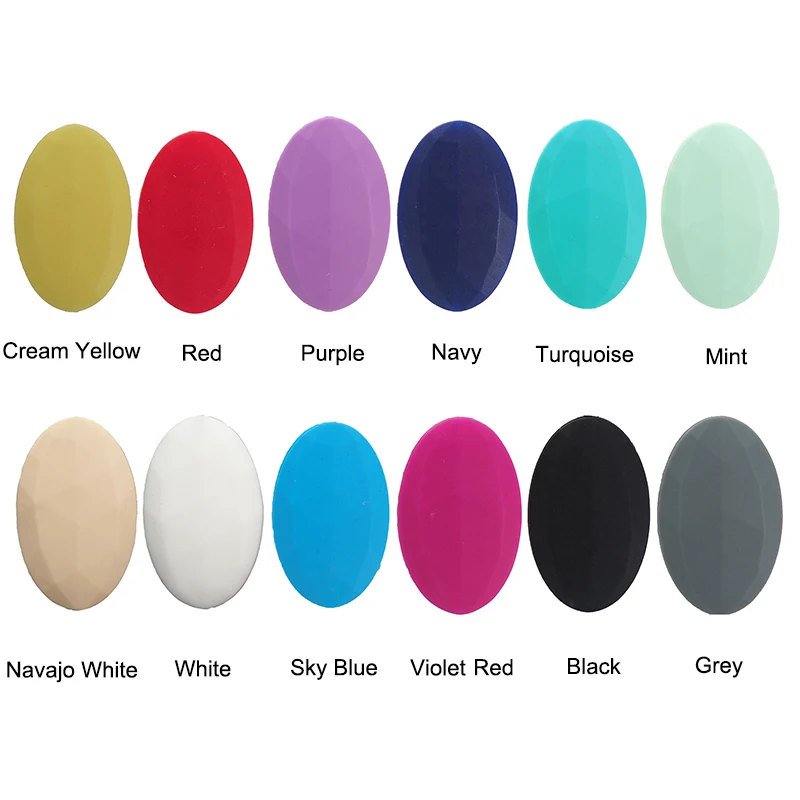 

Chenkai 50pcs Silicone Ovel Flat Teether Beads Baby Dummy Pacifier Beads For DIY Nursing Sensory Jewelry Accessories BPA Free