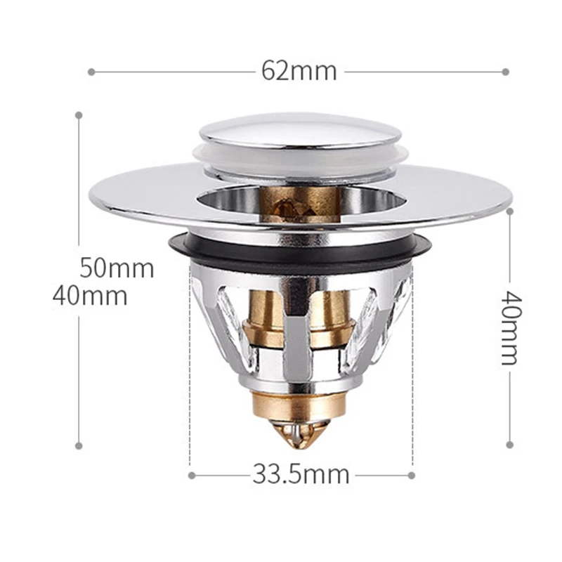 

Wash Basin Bounce Drain Filter Universal Stainless Steel Push-type Bounce Core Leaking Plug Accessories Kitchen Floor Drain Tool