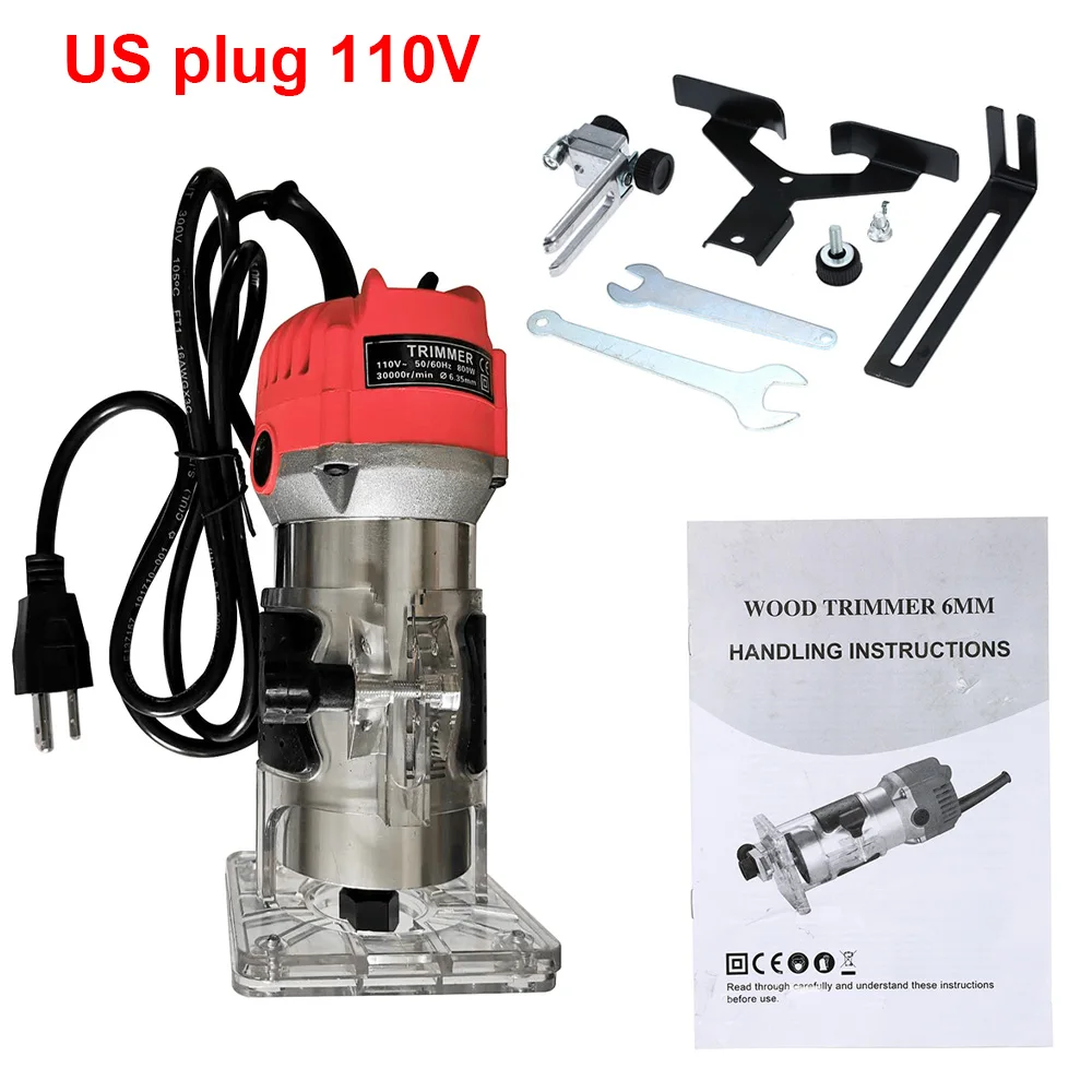 110V US Plug 800 Вт Электрический триммер для ламината, мини фрезерный станок по дереву, станок для резьбы по дереву, деревообработка столярных изделий, электроинструменты - Цвет: 110V US Plug