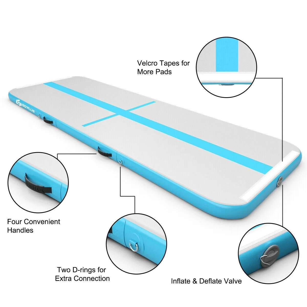

GOPLUS Air Track Inflatable Gymnastics Tumbling Air Track Mat with Electric Air Pump For Practice Gymnastics/Beach/Home Use