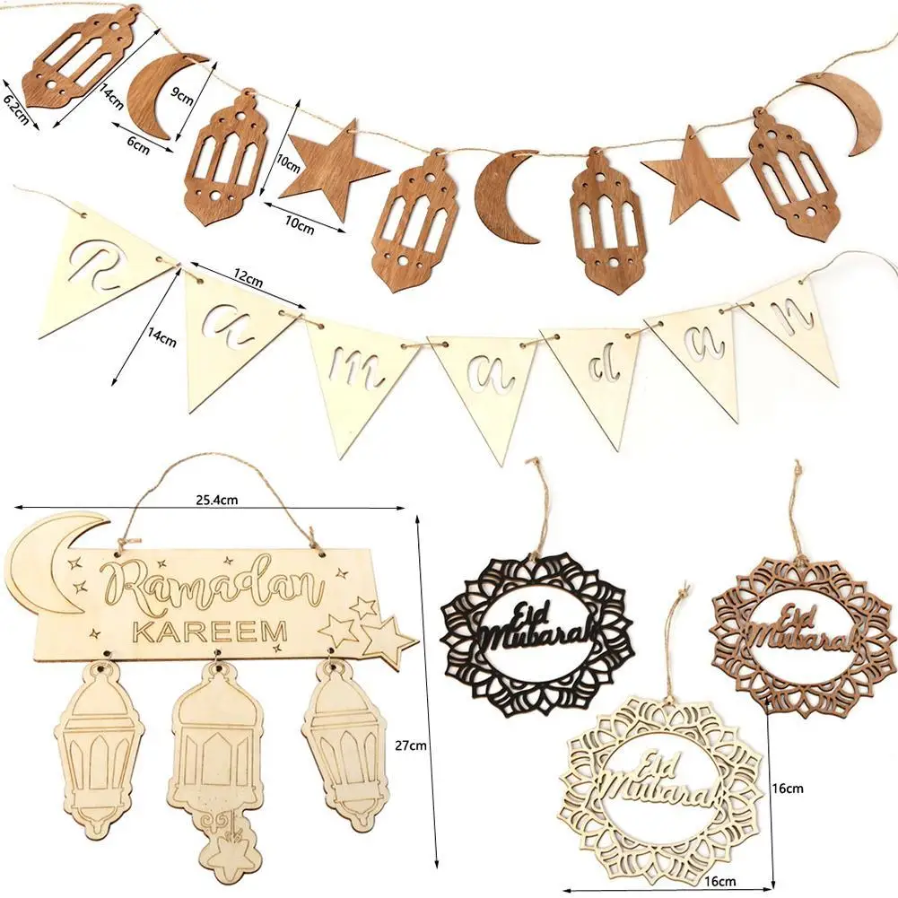 

Wooden Ramadan Decoration Pray Hanging Pendant EID Home Ramadan Islam Kareem EID Decor Gift Hajj F0E3
