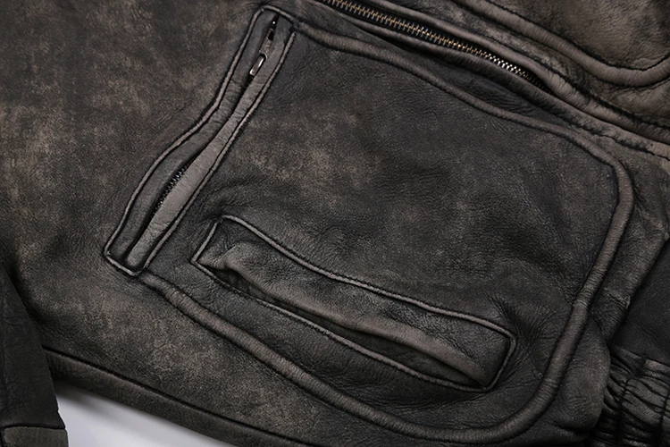 

2021 stone washed vinatge genuine do old cowhide pockets coat men motorcycle leather jacket for male