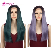 purple wig for women 20 inch long straight middle part lace front wig 180 density blonde green colored cosplay lace wigs