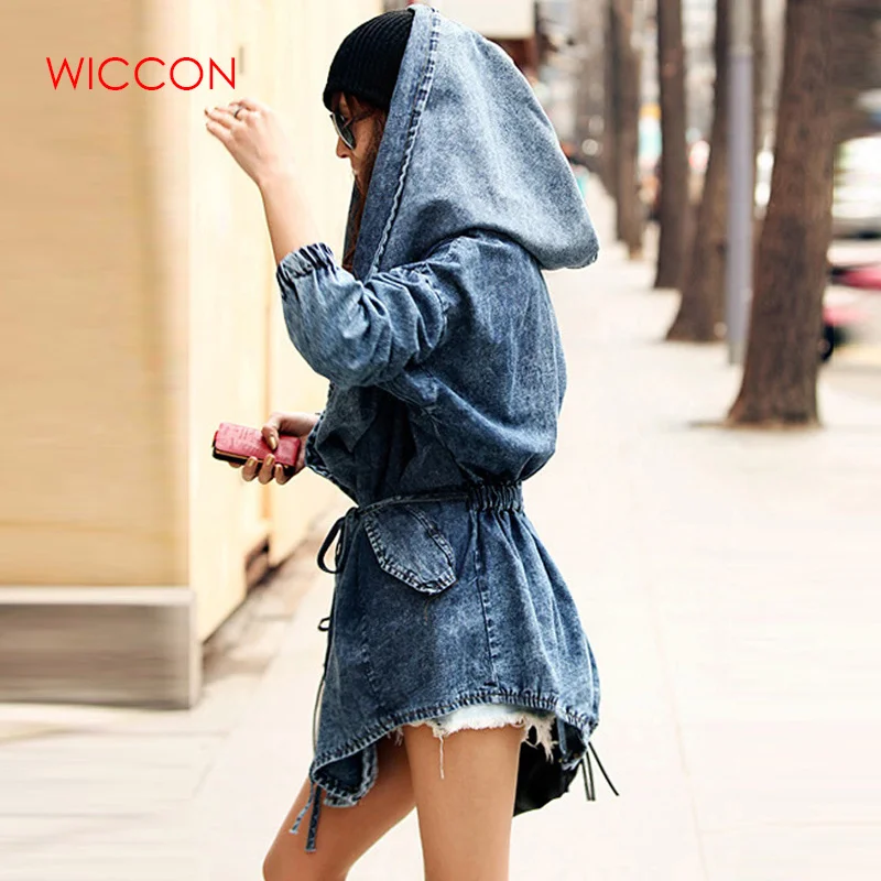 Новая верхняя одежда с капюшоном для девочек джинсовая ветровка Модные