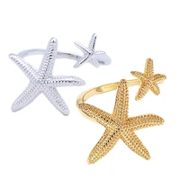 fashion jewelry starfish rings gold silver ring women jewelry open adjustable ring five pointed star geometric ring