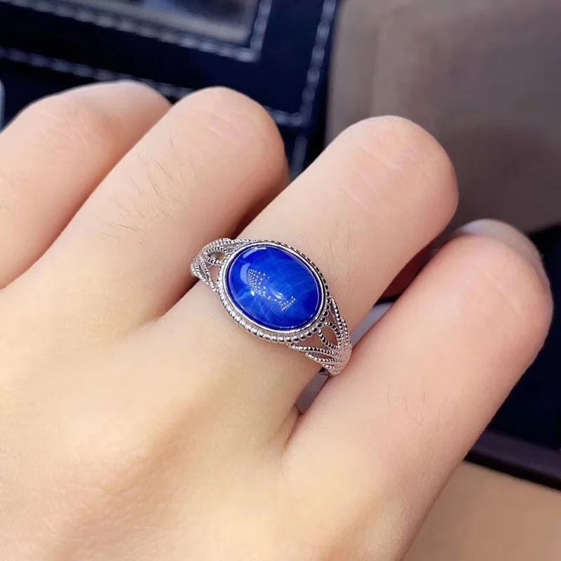 

Sapphire Ring, Star Sapphire 925 Silver Custom Size, Gemstone 1.5Carats