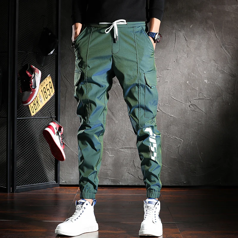 

Dazzle Color Reflective Cargo Pants Men Handsome Joggers Casual Streetwear Drawstring Trouser