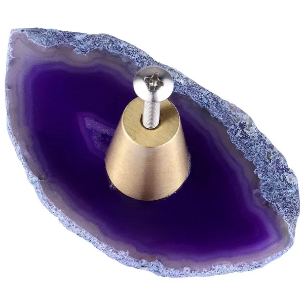 Purple Agate TUMBEELLUWA пользовательские Многоцветный Агат ломтик ручки для ящиков Ручки, шкафы комод аппаратные ручки винты в комплекте латунь домашний декор - Цвет: Purple Agate