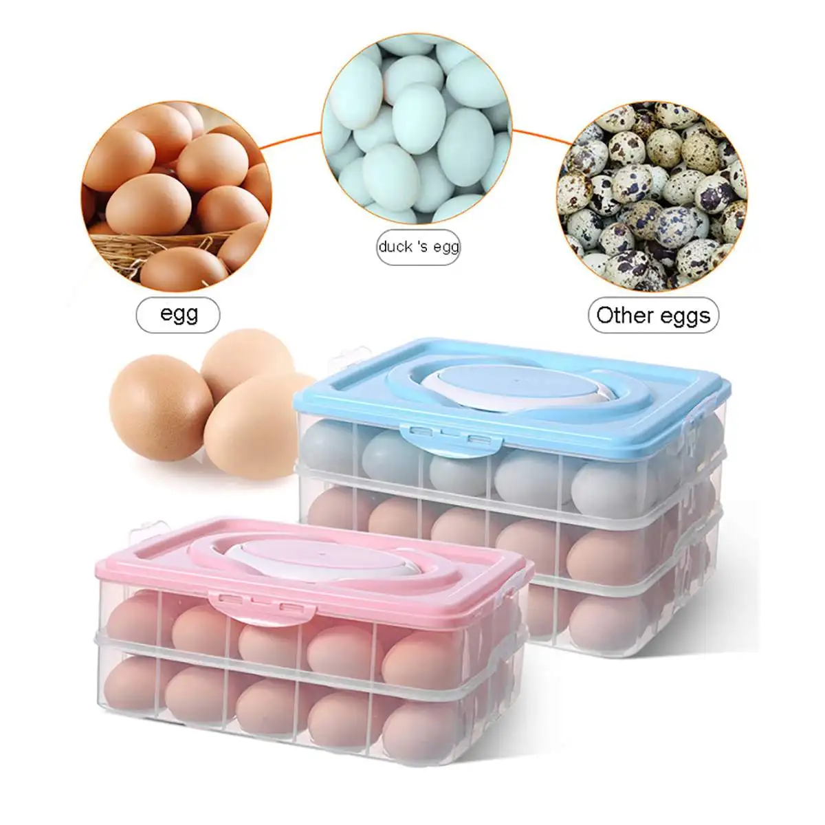 

40/60 Grids Convenient Egg Food Storage Box Kitchen Refrigerator Anti-Collision Tray Container Accessories Supplies Cases