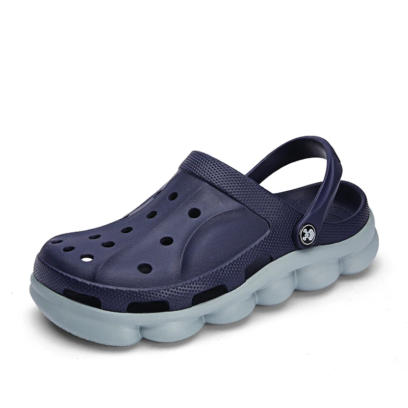 Navy blue Crocse Crocks/мужские сандалии для бассейна; летняя Уличная обувь для пляжа; мужские садовые Сабо без застежек; Повседневная водонепроницаемая обувь для душа; Crock - Цвет: Navy blue