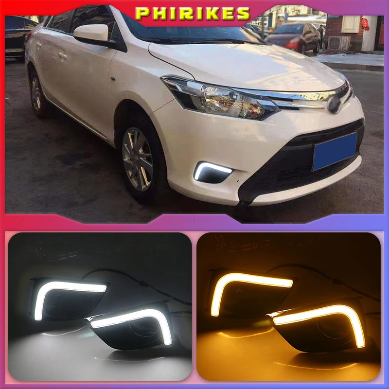 

Светодиодные дневные ходосветильник DRL для Toyota Vios 2014-2016, противотуманные фары с указателем поворота