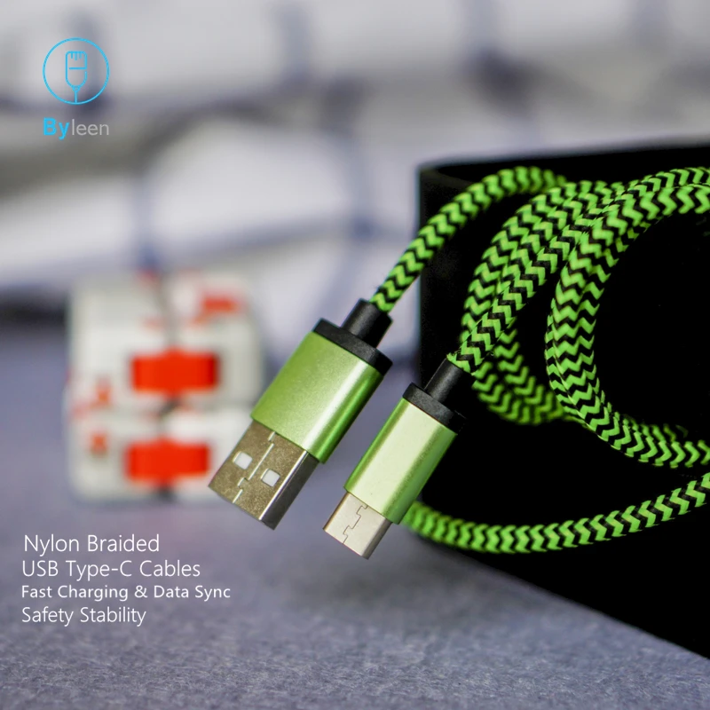 Usb кабель типа C плетеный для быстрой зарядки зарядное устройство Samsung Galaxy S8 S9 A3 A5 A7