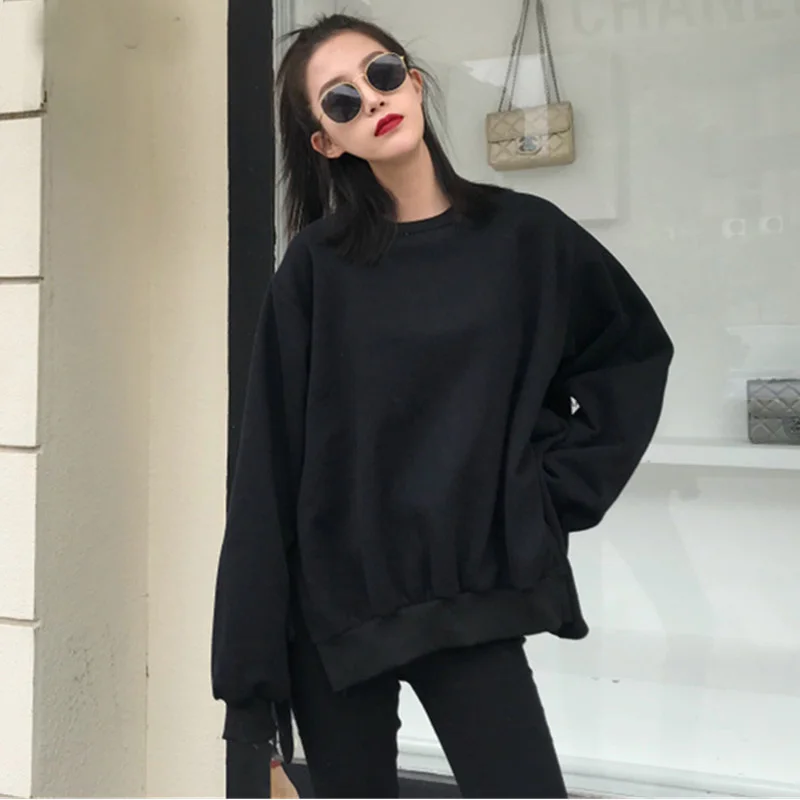 Женские толстовки Ulzzang пуловеры однотонные для отдыха универсальные плотные