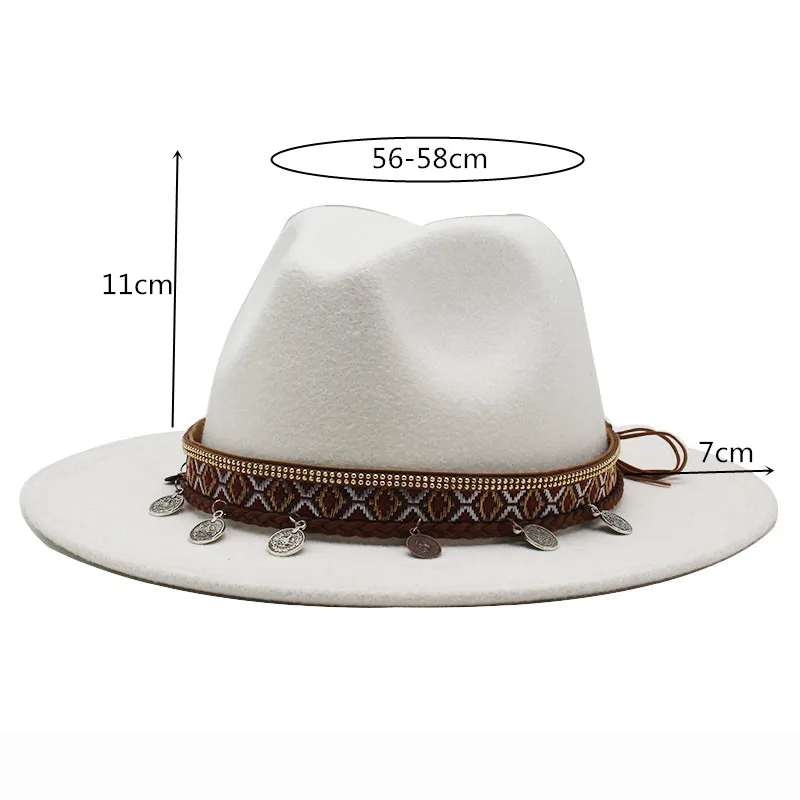 New autumn and winter men's large size cowboy hats fedora caps  classical sombrero furry headscarf imitation wool cap