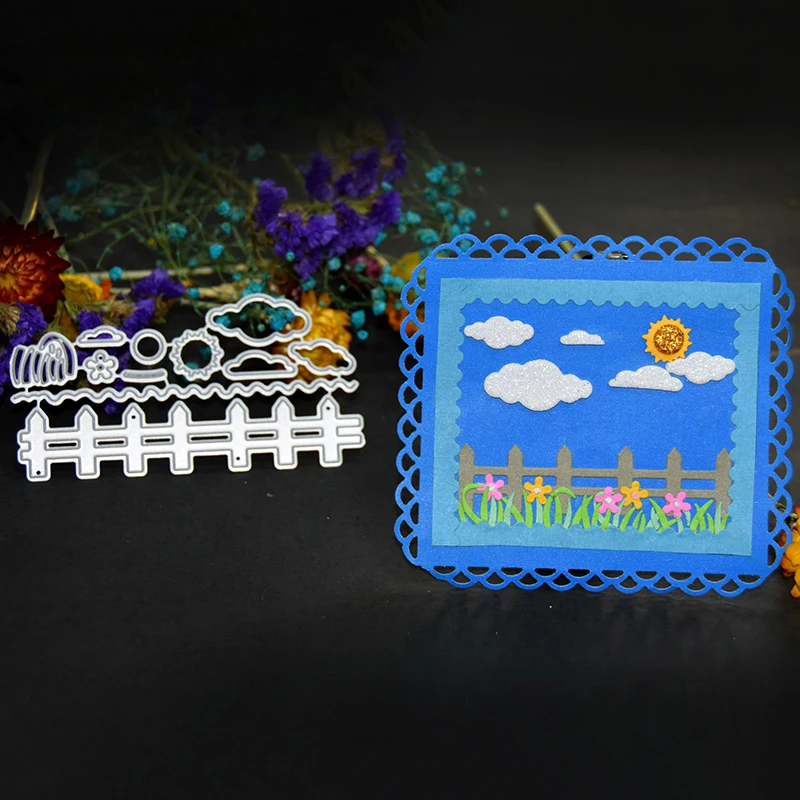 Металлические режущие штампы ограждения белые облака Цветочные трафареты для DIY альбом скрапбукинга aper