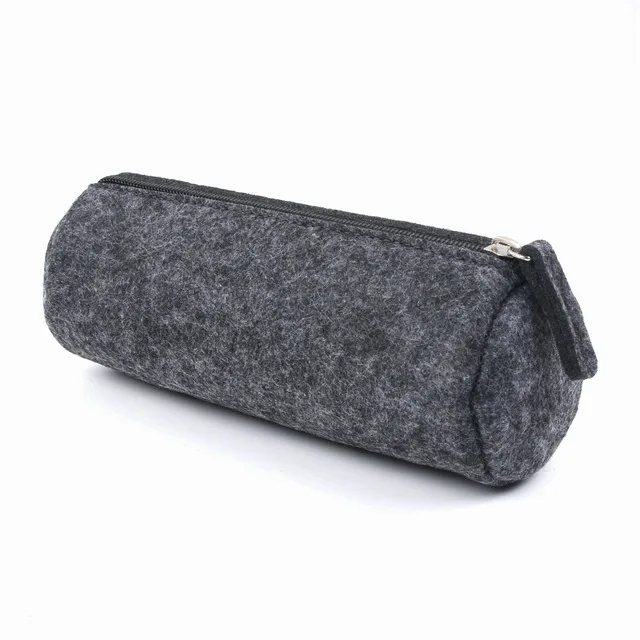 Round dark Grey Портативный рулон школьный Карандаш Чехол войлочную ткань ручка сумка для мальчиков и девочек милый большой Ёмкость коробка для карандашей канцелярские Эсколар, сумка для макияжа - Цвет: Round dark Grey