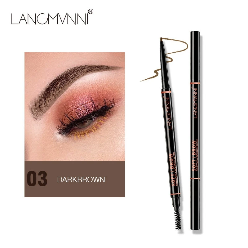 Langmanni Double Ends 1.5mm Eyebrow Pencil Ultra-slim Long Lasting Waterproof Natural Fine With Brush | Красота и здоровье