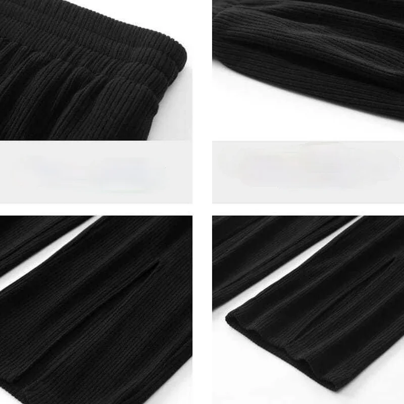 

Pants Women Casual Side-slit Solid Wide Leg Trousers Lace Up High Waist Fashion Korean Style All-match Plus Size S-5XL Chic New