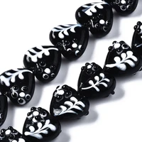 about 35pcsstrand handmade bumpy lampwork heart beads black white lampwork glass beads for diy jewelry making bracelet crafts