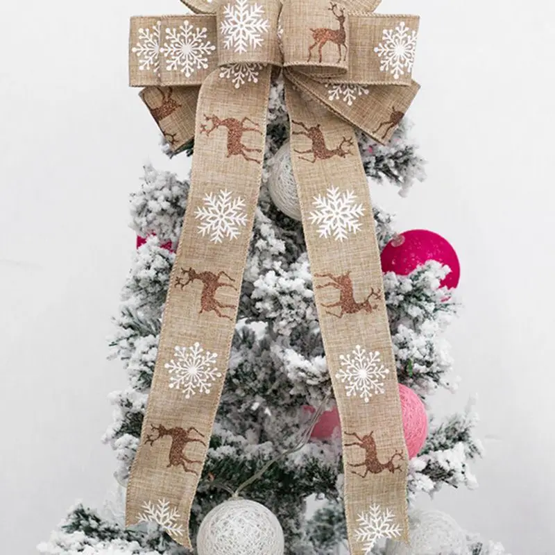 DIY Рождественский Бант Красный милый Декор подарочная коробка украшение лента