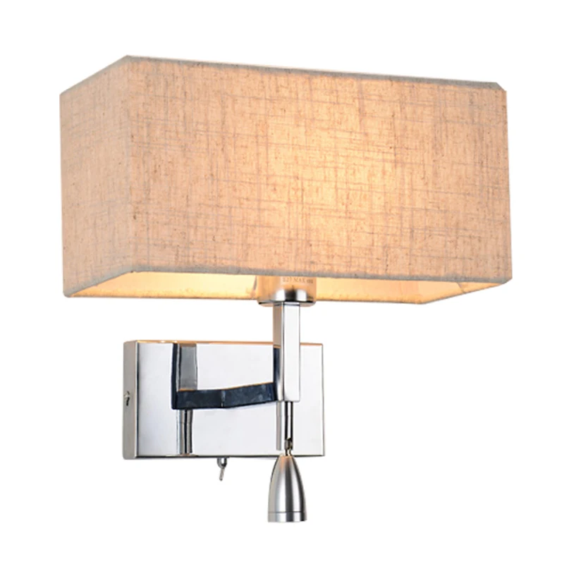 Современный светодиодный настенный светильник BOTIMI лампа с абажуром из ткани для