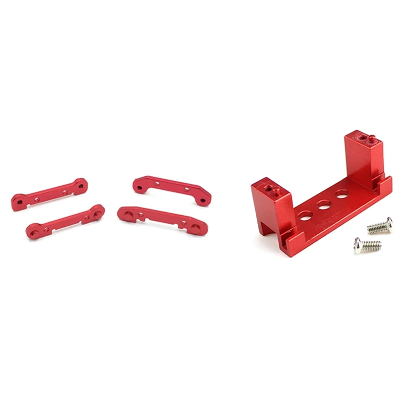 

Front & Rear Swing Arm Reinforcement Kit For Wltoys 144001 124019 124018 E & Metal Steering Gear Base Servo Seat Red