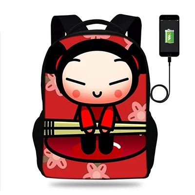 k7700 17 дюймов Pucca печати рюкзак для женщин USB порт рюкзаки для подростков девочек школьные сумки ноутбук повседневные Рюкзаки - Цвет: k7700
